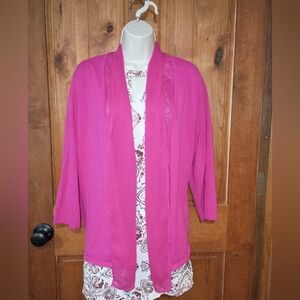 Kasper Fuchsia Open‎ Front Sweater